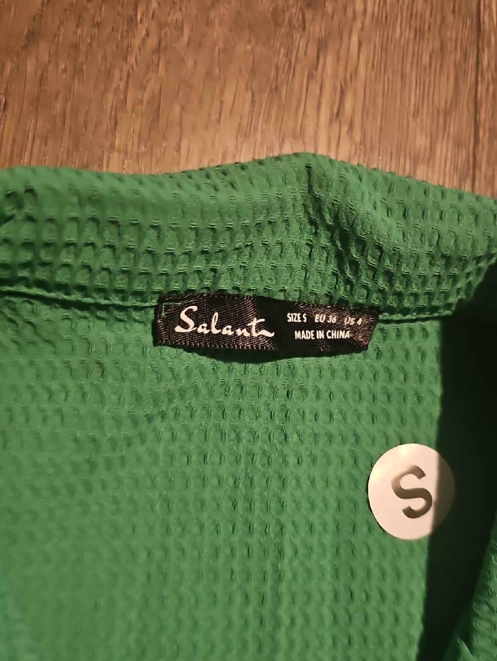 Green Shirt Short Set Salanta Waffle Textured Small Size 4 Summer Romper - Picture 2 of 8